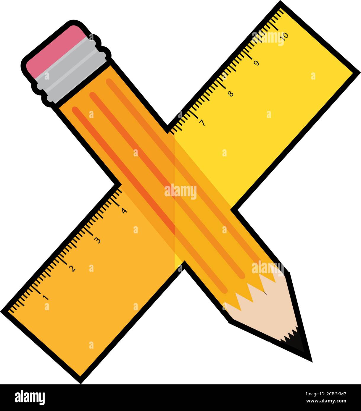 Pencil and ruler icon Stock Vector