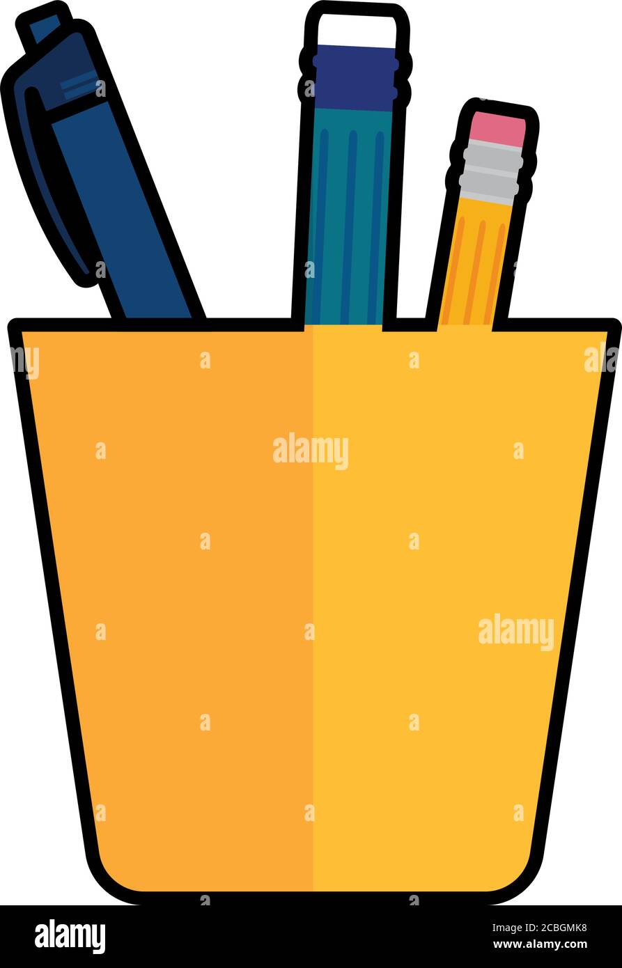 Pencils in a pencil holder Stock Vector