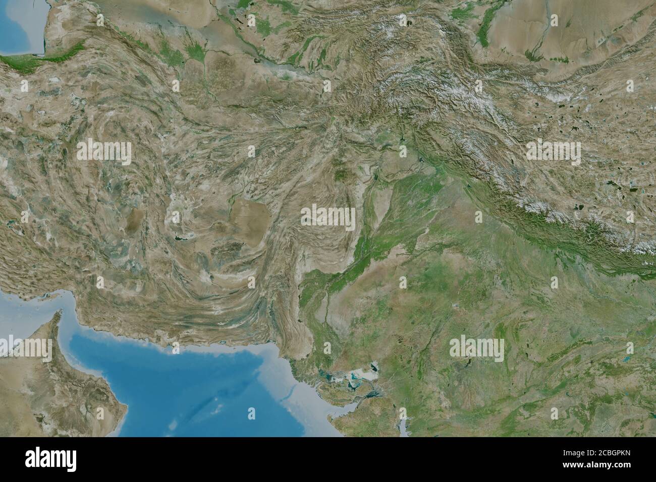 Extended area of Pakistan. Satellite imagery. 3D rendering Stock Photo
