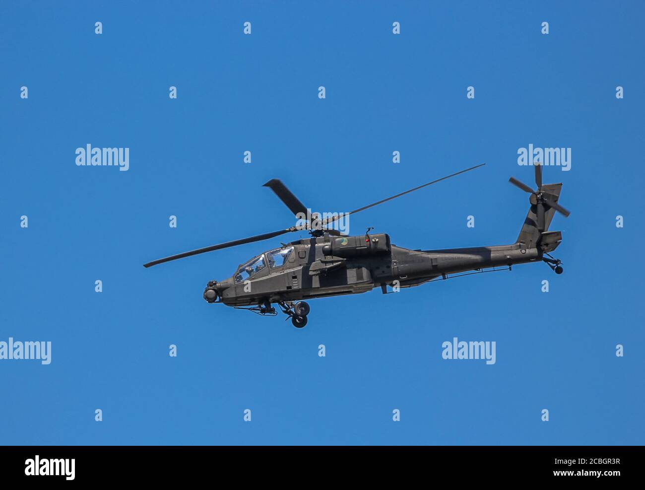 An AH-64D Apache Longbow attack helicopter Stock Photo