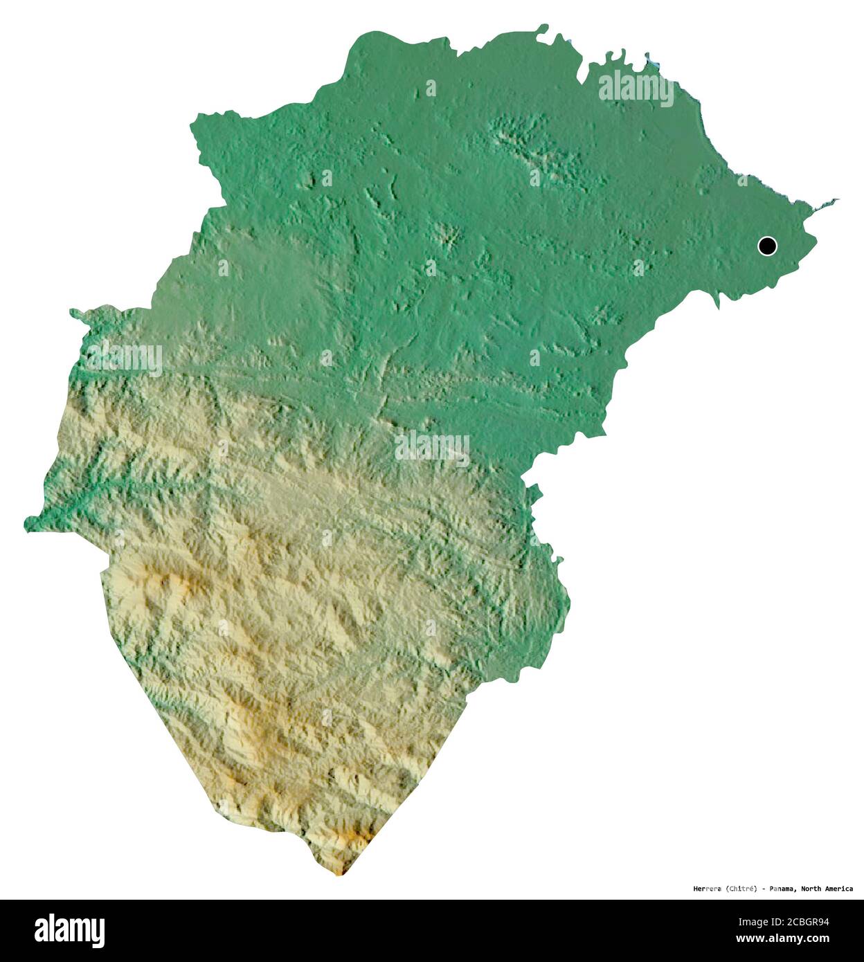 Shape of Herrera, province of Panama, with its capital isolated on