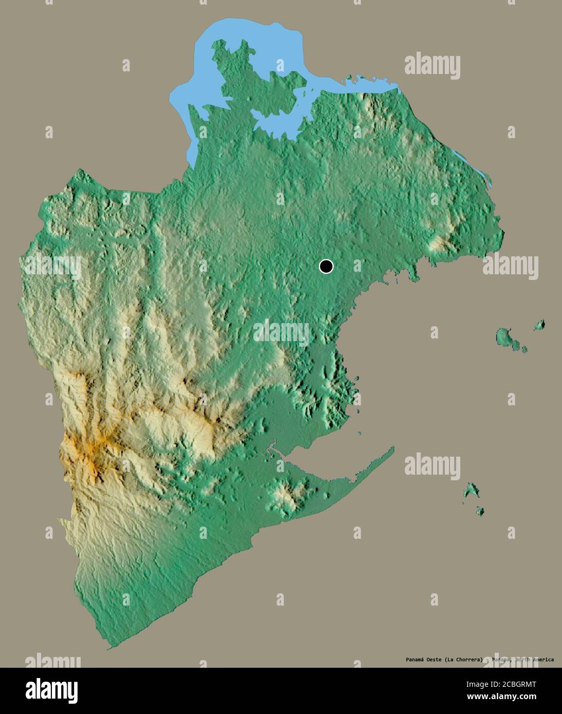 Shape of Panamá Oeste, province of Panama, with its capital isolated on