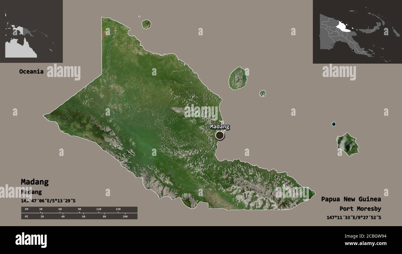 Shape of Madang, province of Papua New Guinea, and its capital