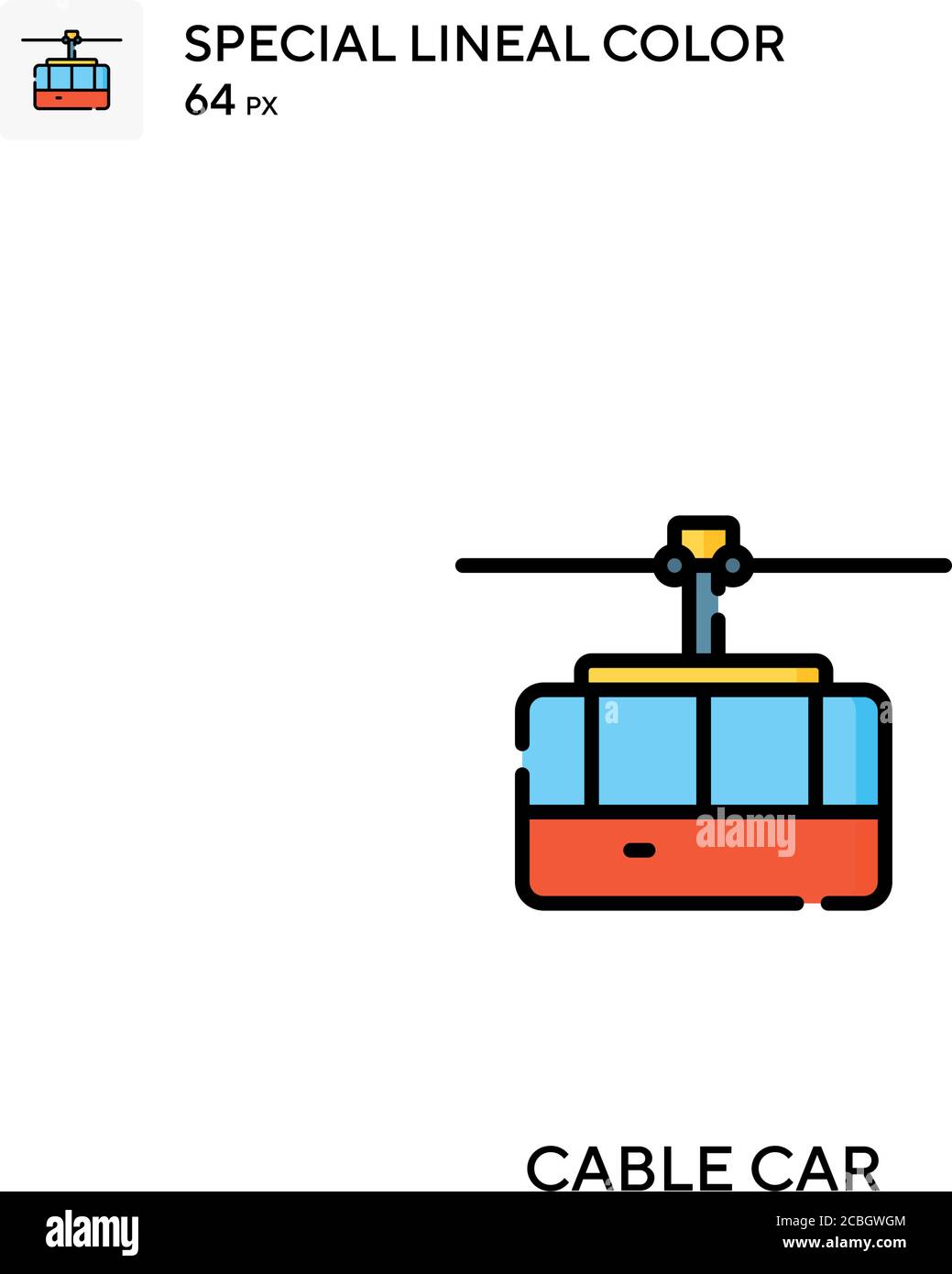 Cable car special lineal color vector icon. Cable car icons for your business project Stock Vector