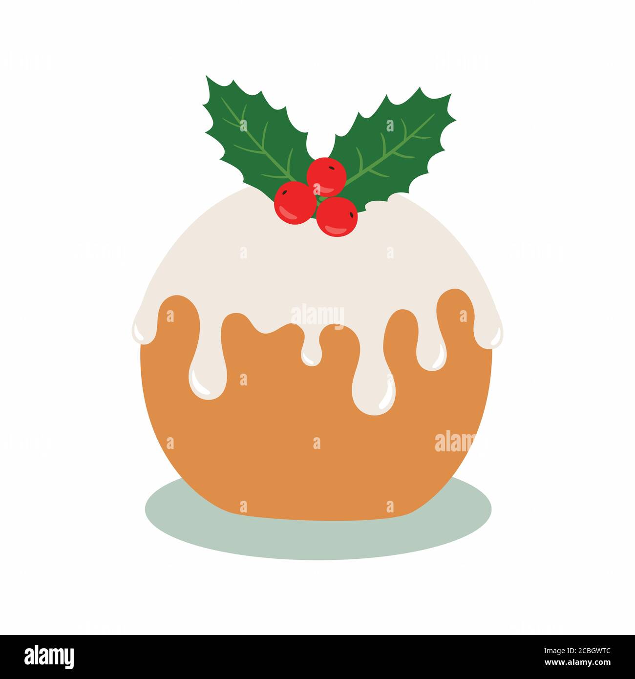 Christmas cake. Vector illustration isolated on white background. Stock Vector