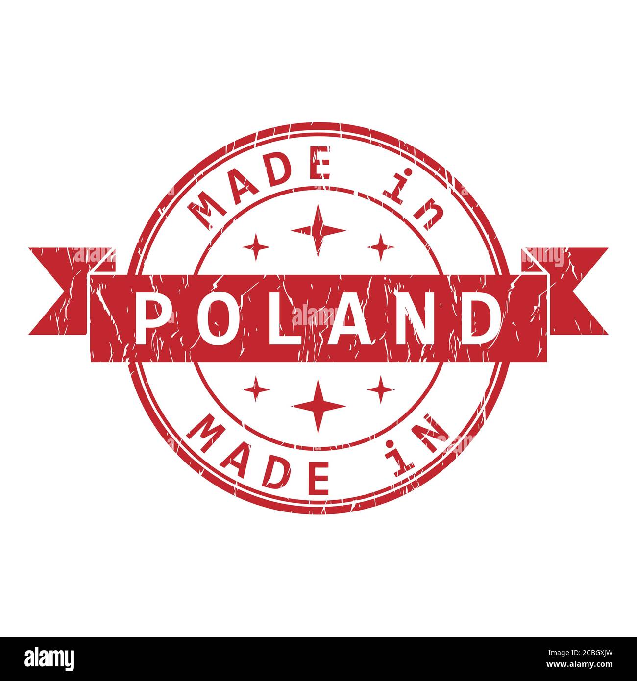 An impression of a seal with the inscription MADE in POLAND, isolated ...