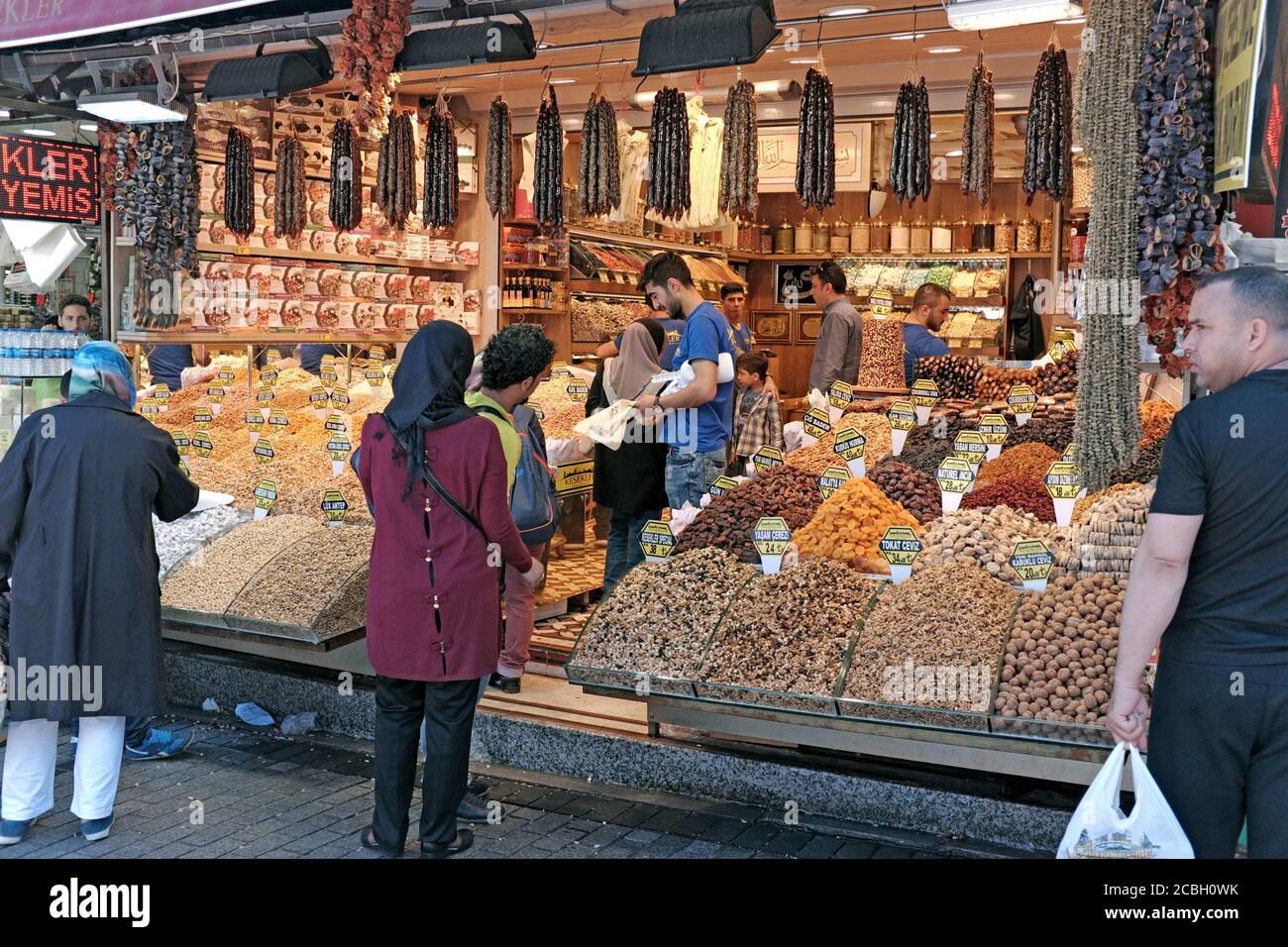 An open-air market near the Grand Bazaar in Istanbul, Turkey. Stock Photo