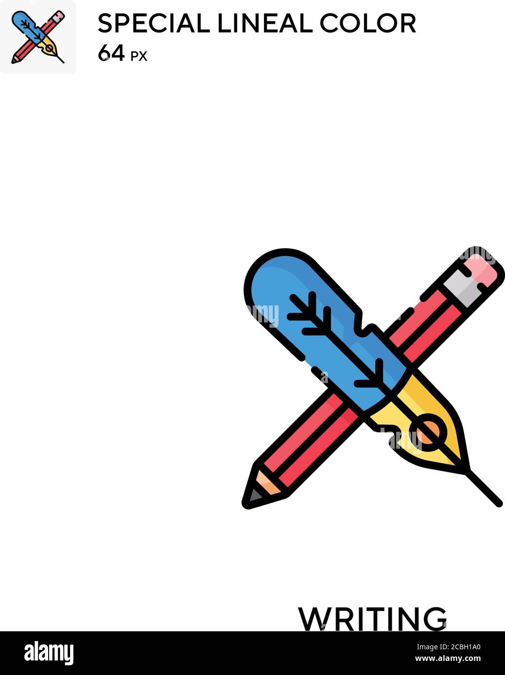 Writing special lineal color vector icon. Writing icons for your ...