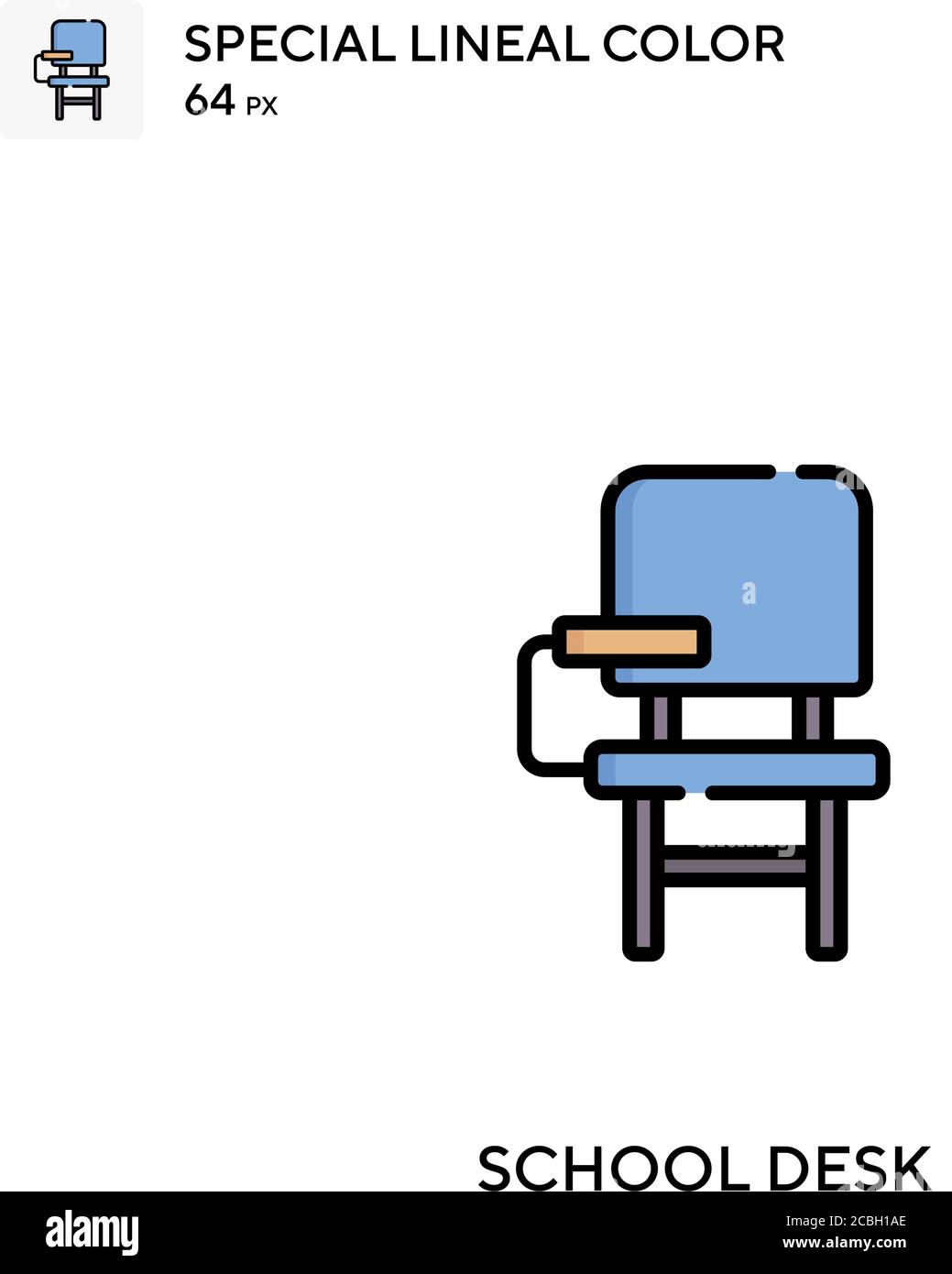 School desk special lineal color vector icon. School desk icons for ...