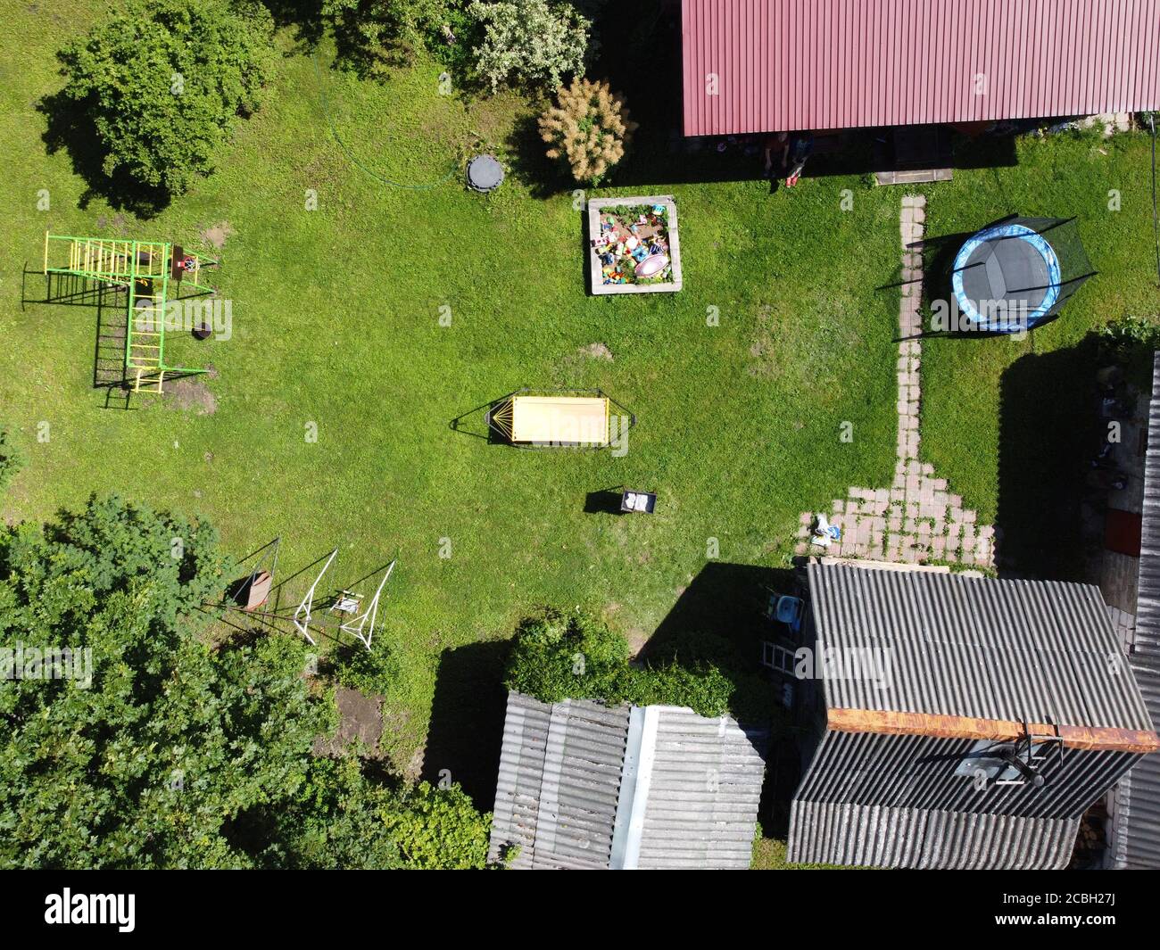 small village aerial photography on a summer sunny day Stock Photo