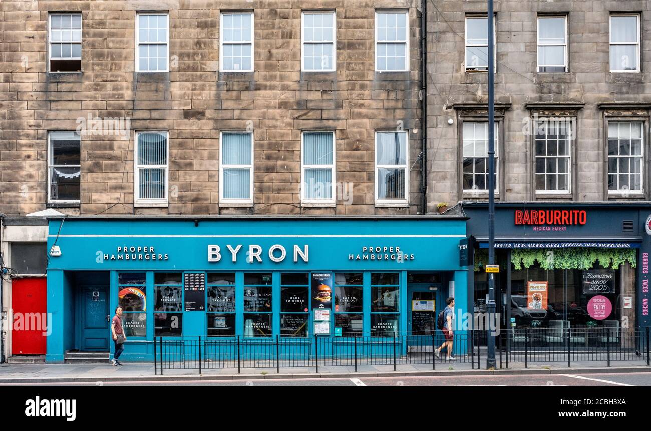 Byron Hamburgers and Bar Burrito in Lothian Road, Edinburgh, Scotland, UK. Stock Photo
