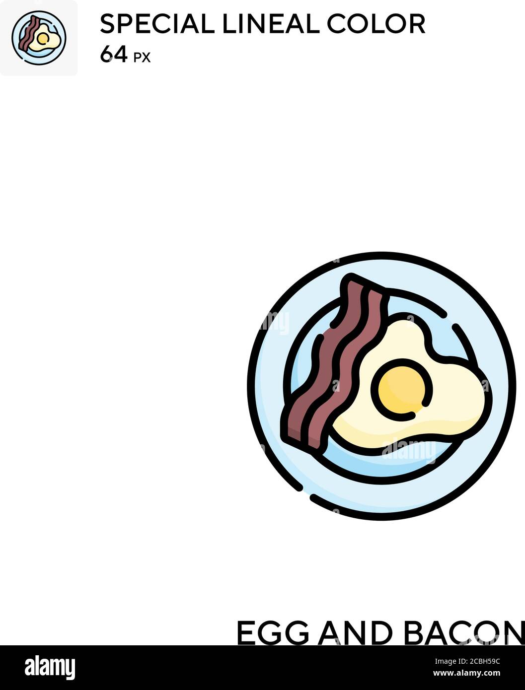 Egg and bacon special lineal color vector icon. Egg and bacon icons for