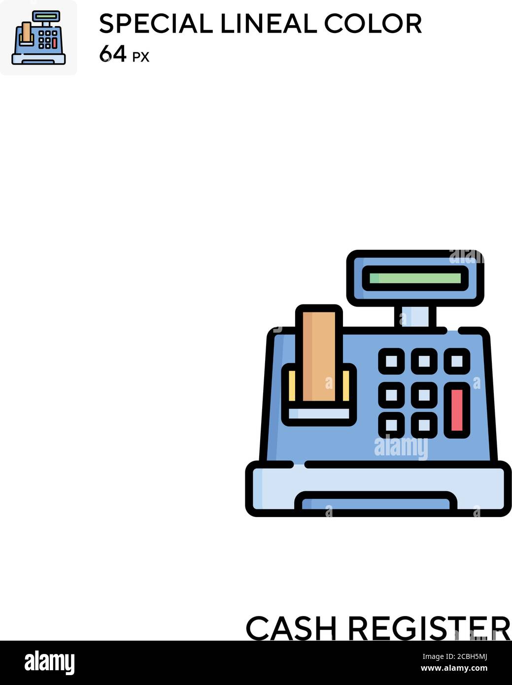 Cash register special lineal color vector icon. Cash register icons for