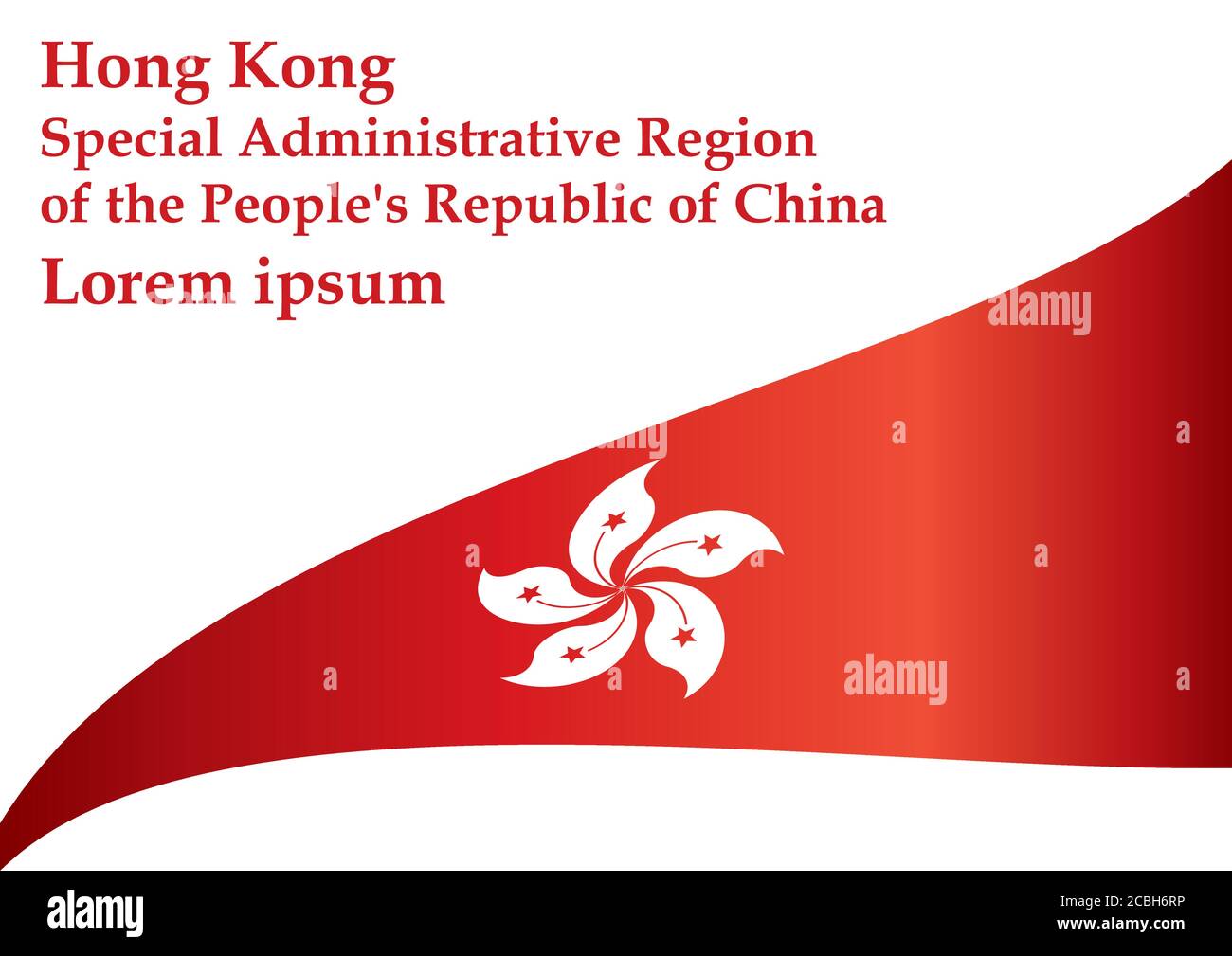 Flag of Hong Kong, Special Administrative Region of the People's Republic of China. Stock Vector