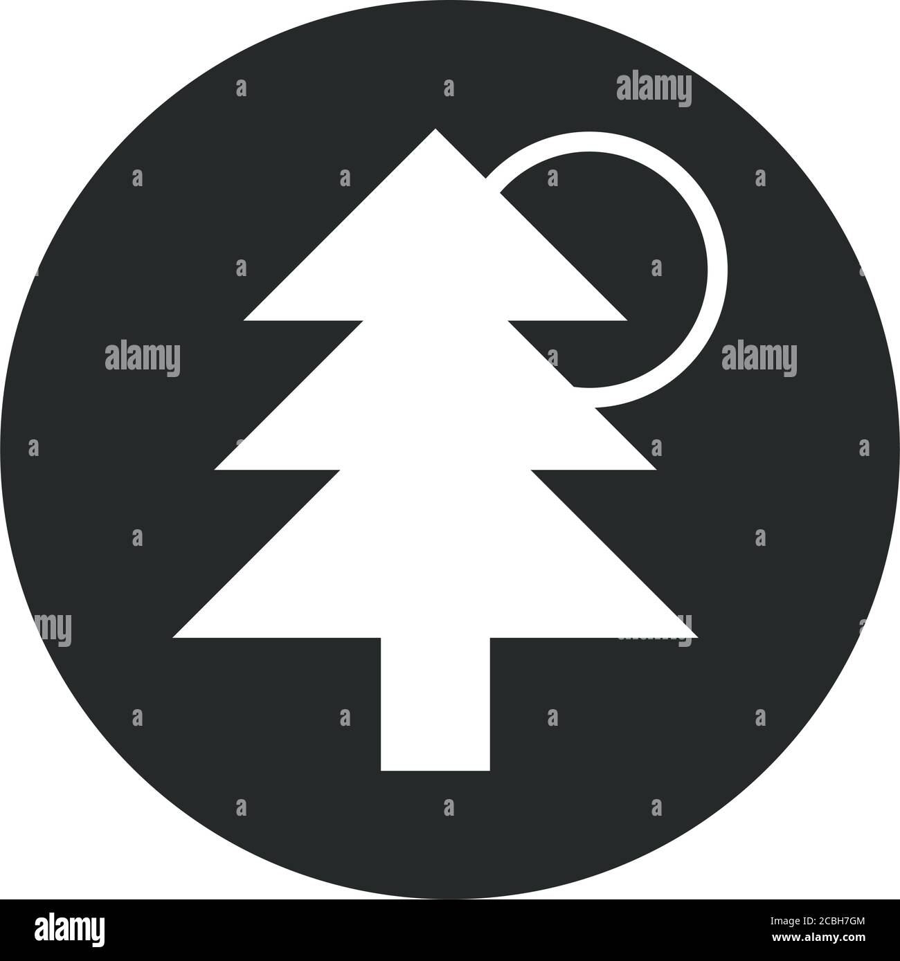 pine tree sun nature block and flat icon vector illustration Stock Vector