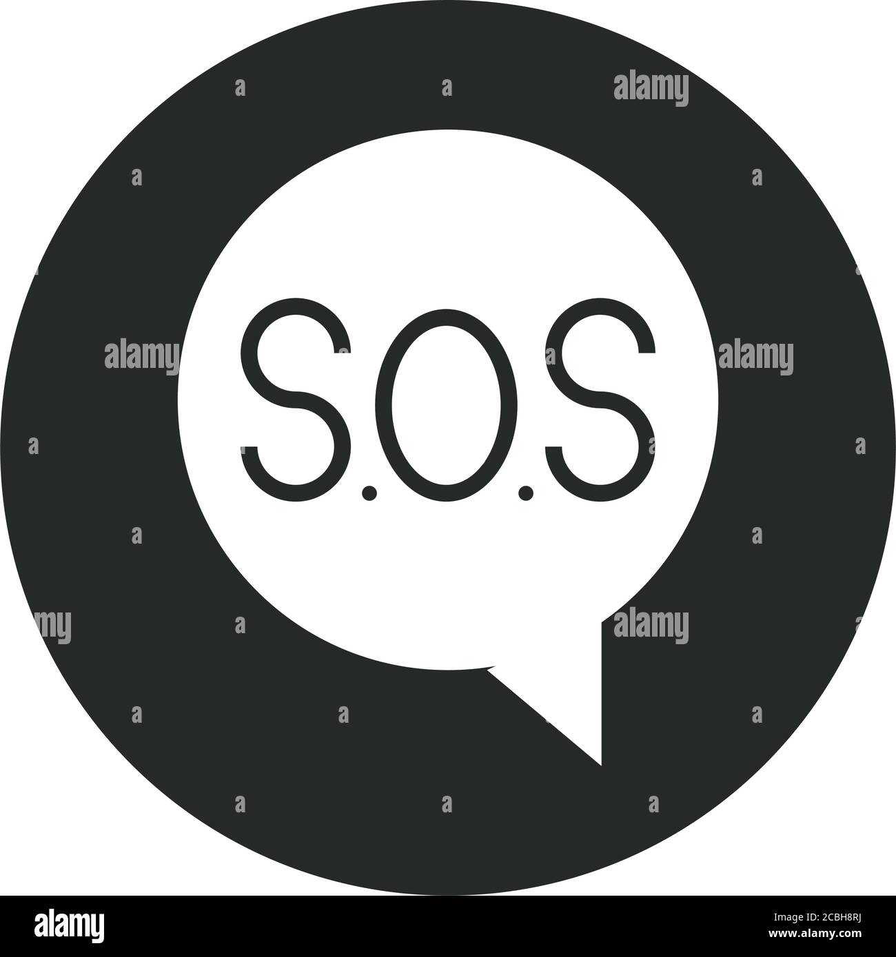 sos lettering speech bubble block and flat icon vector illustration ...