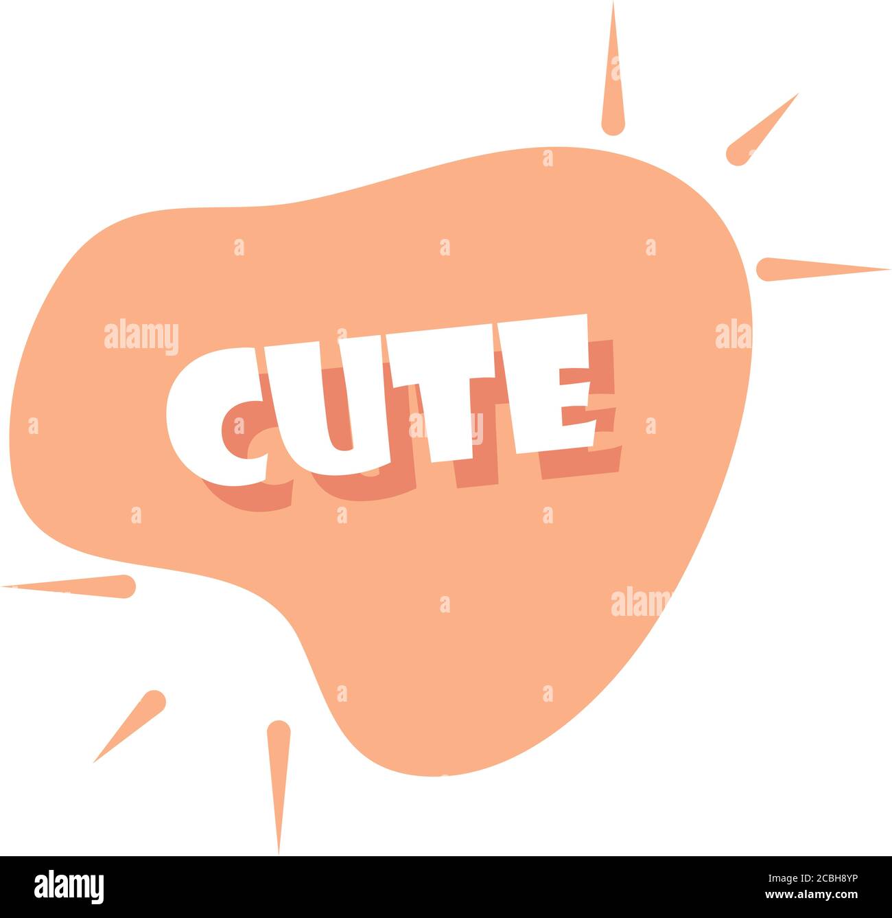 slang bubbles, phrase cute in cartoon speech bubble over white