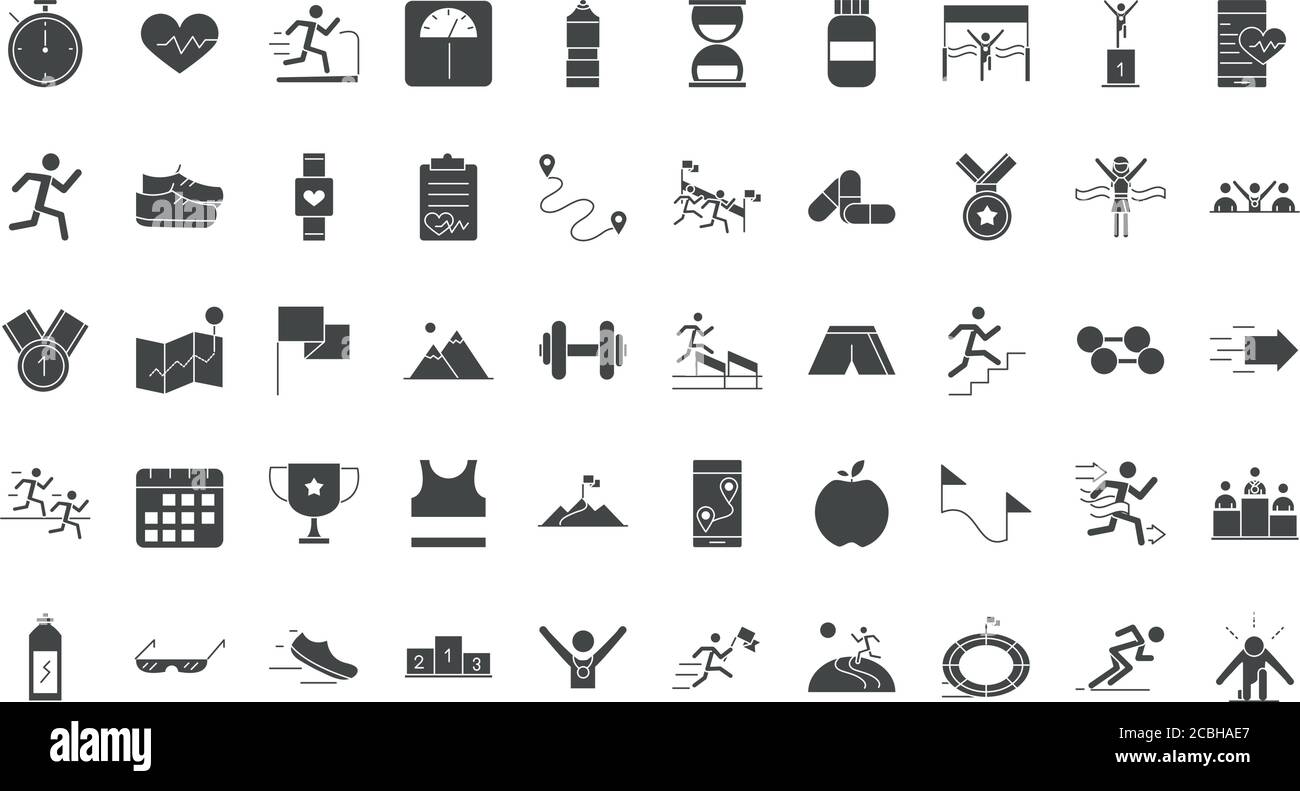 running sport race line icons set design vector illustration Stock Vector