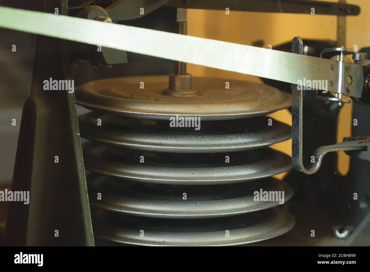 Detail of retro hygrometer close up. vintage weather station mechanism. measurement of humidity Stock Photo