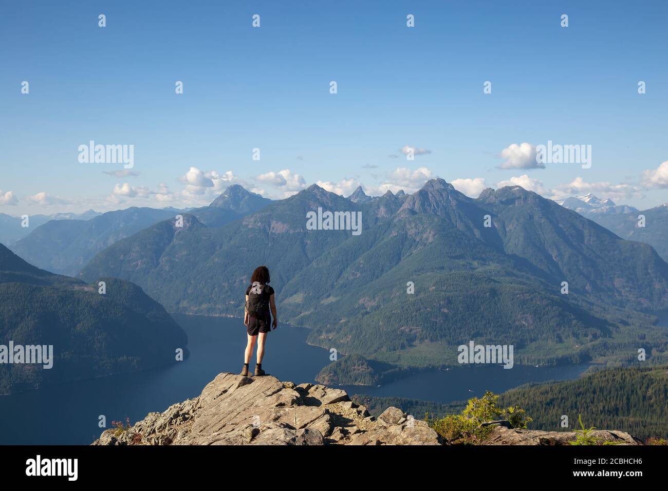 Adventurous Girl Hiking on top of Tin Hat Mountain Stock Photo Alamy