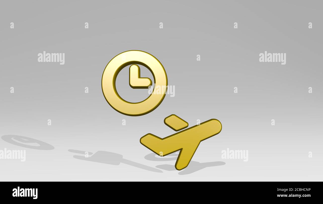 PLANE TRIP TAKE OFF TIME 3D icon casting shadow - 3D illustration for ...