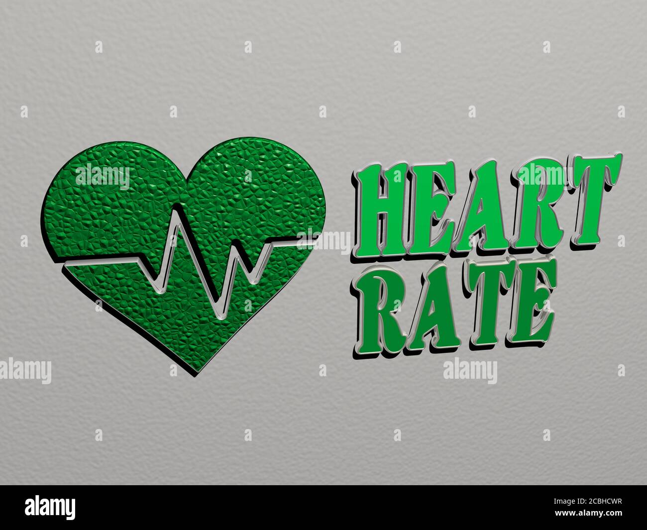 heart rate icon and text on the wall - 3D illustration for background ...