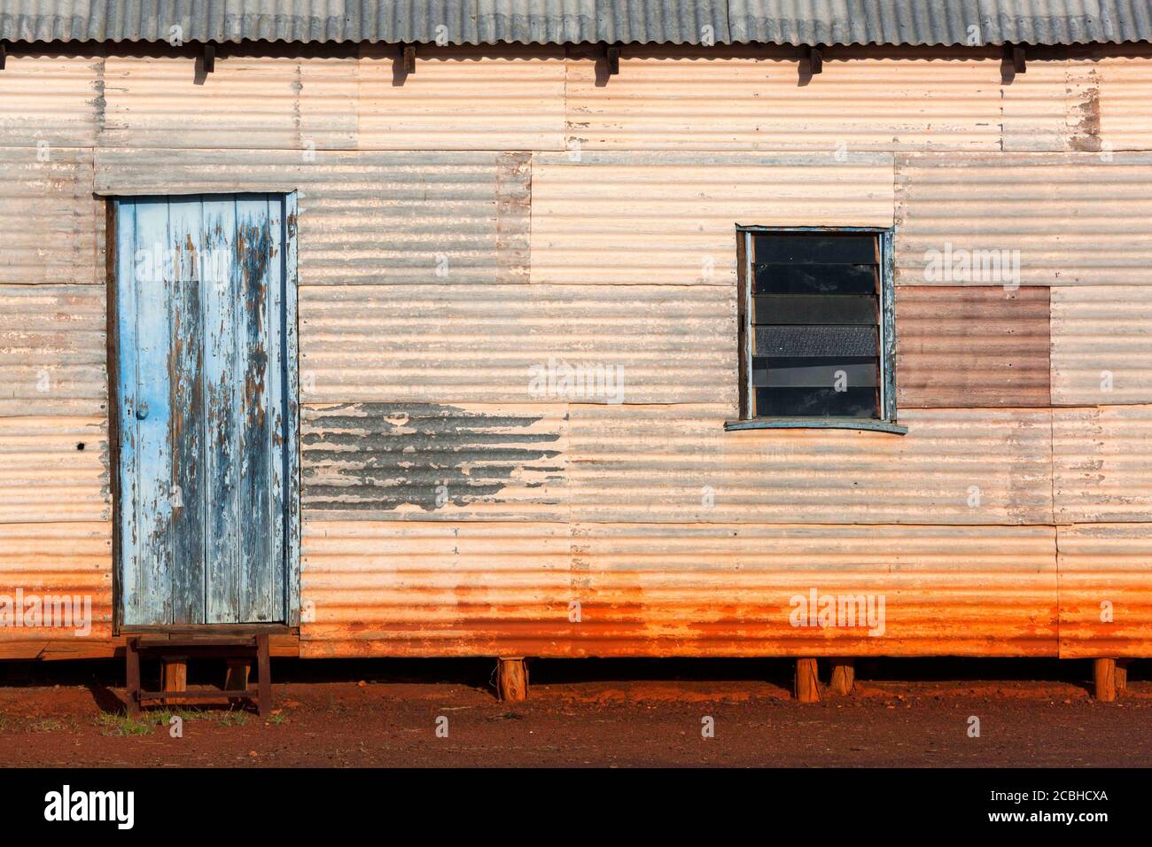 Corrugated iron building, Lake Mason homestead, Central Midlands, Western Australia Stock Photo