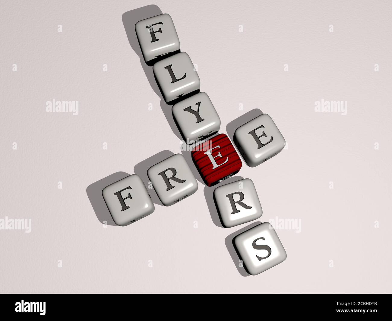 FREE FLYERS crossword by cubic dice letters 3D illustration for