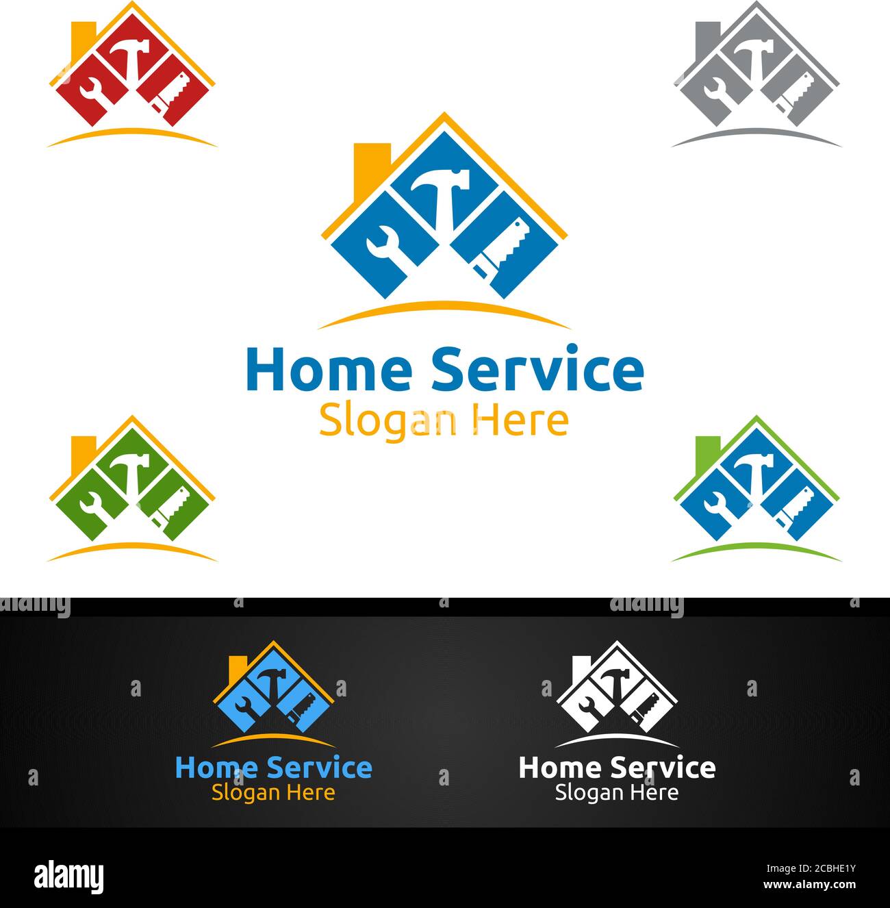 Real Estate and Fix Home Repair Services Logo Design Stock Vector