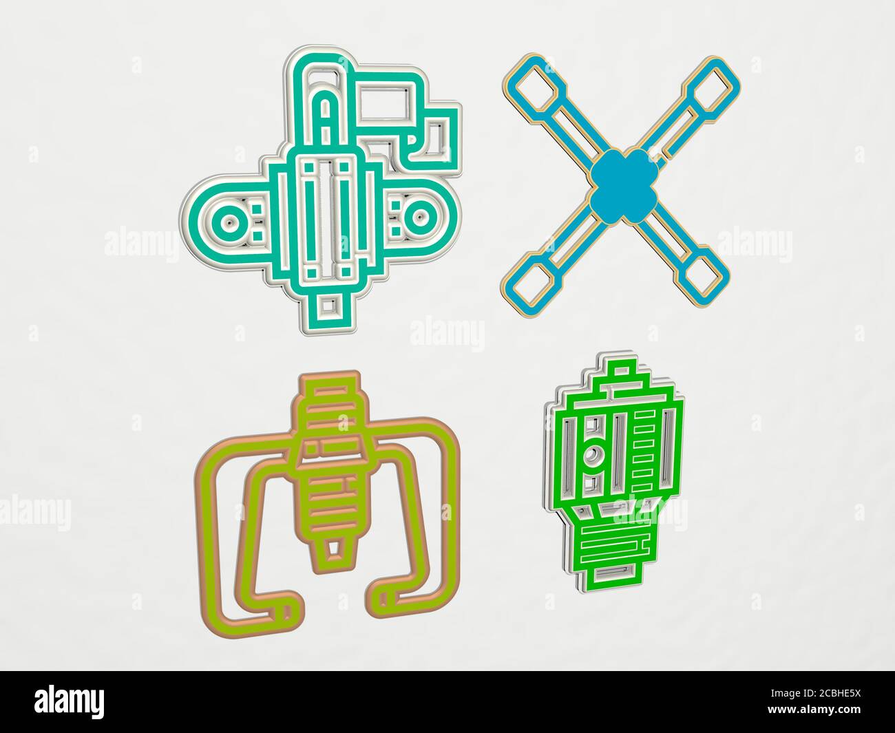 CAR PARTS 4 icons set 3D illustration Stock Photo Alamy