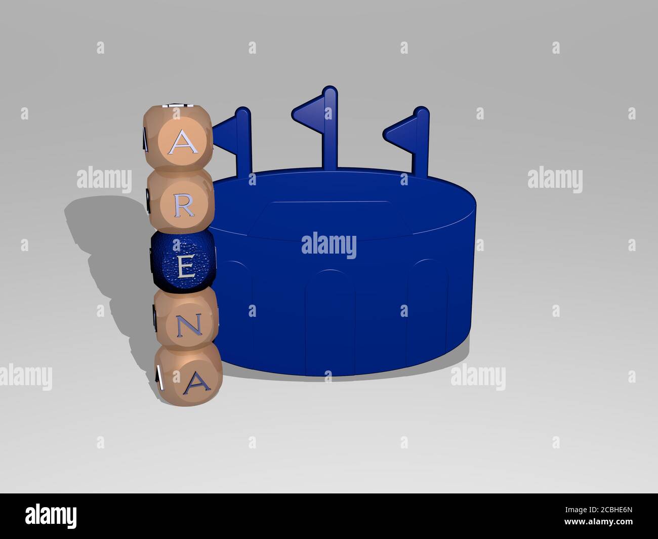 3D illustration of arena graphics and text around the icon made by ...