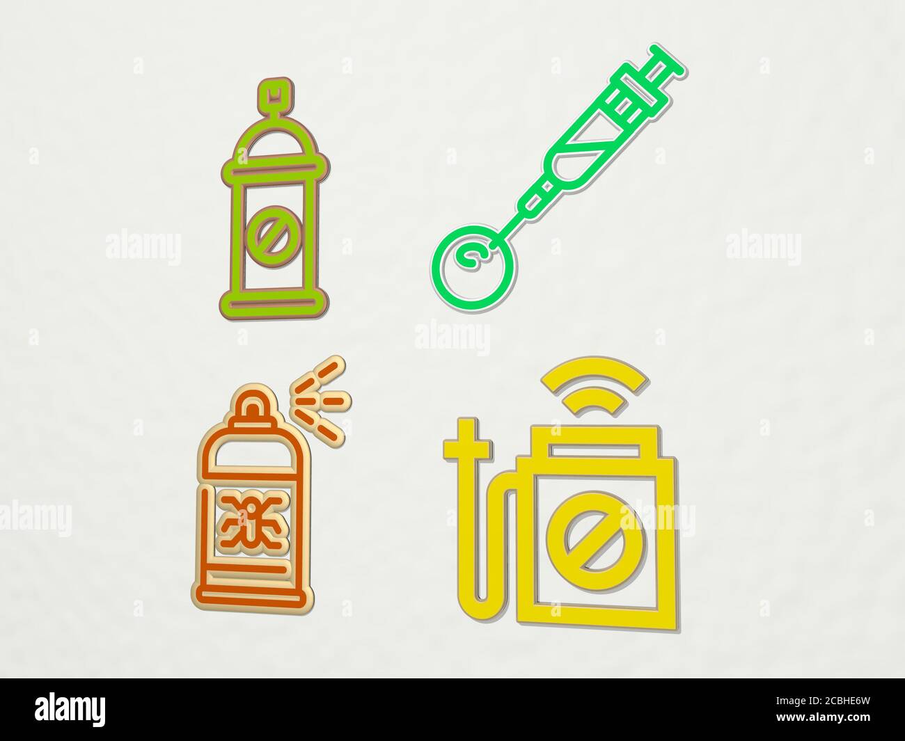 INSECTICIDE 4 icons set - 3D illustration for chemical and control ...