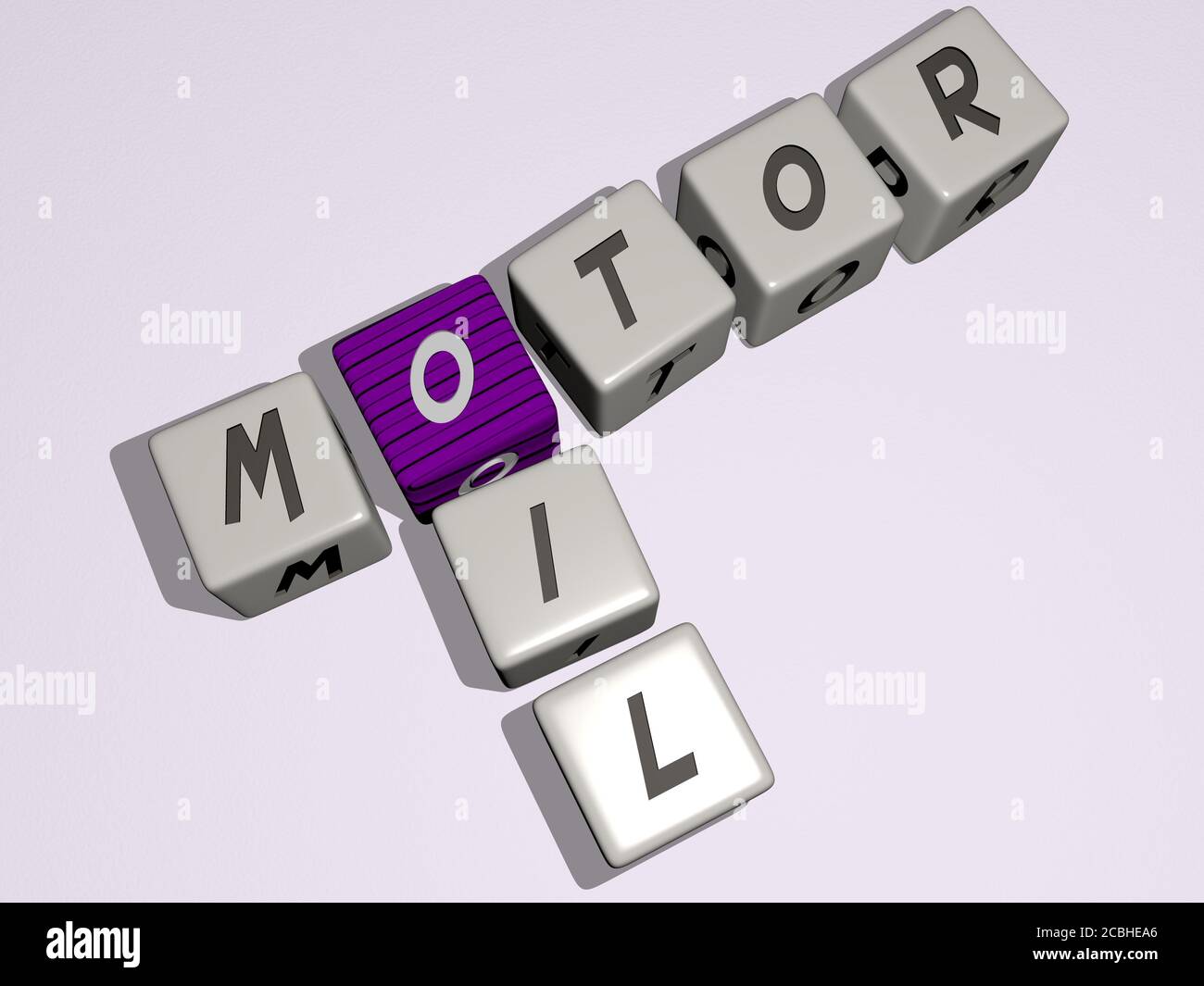 MOTOR OIL crossword by cubic dice letters 3D illustration for car and MOTOR OIL crossword by cubic dice letters 3D illustration for car and