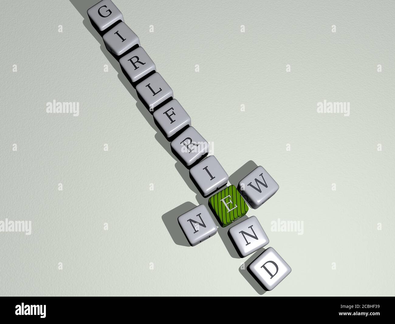 new girlfriend crossword by cubic dice letters 3D illustration for new girlfriend crossword by cubic dice letters 3D illustration for