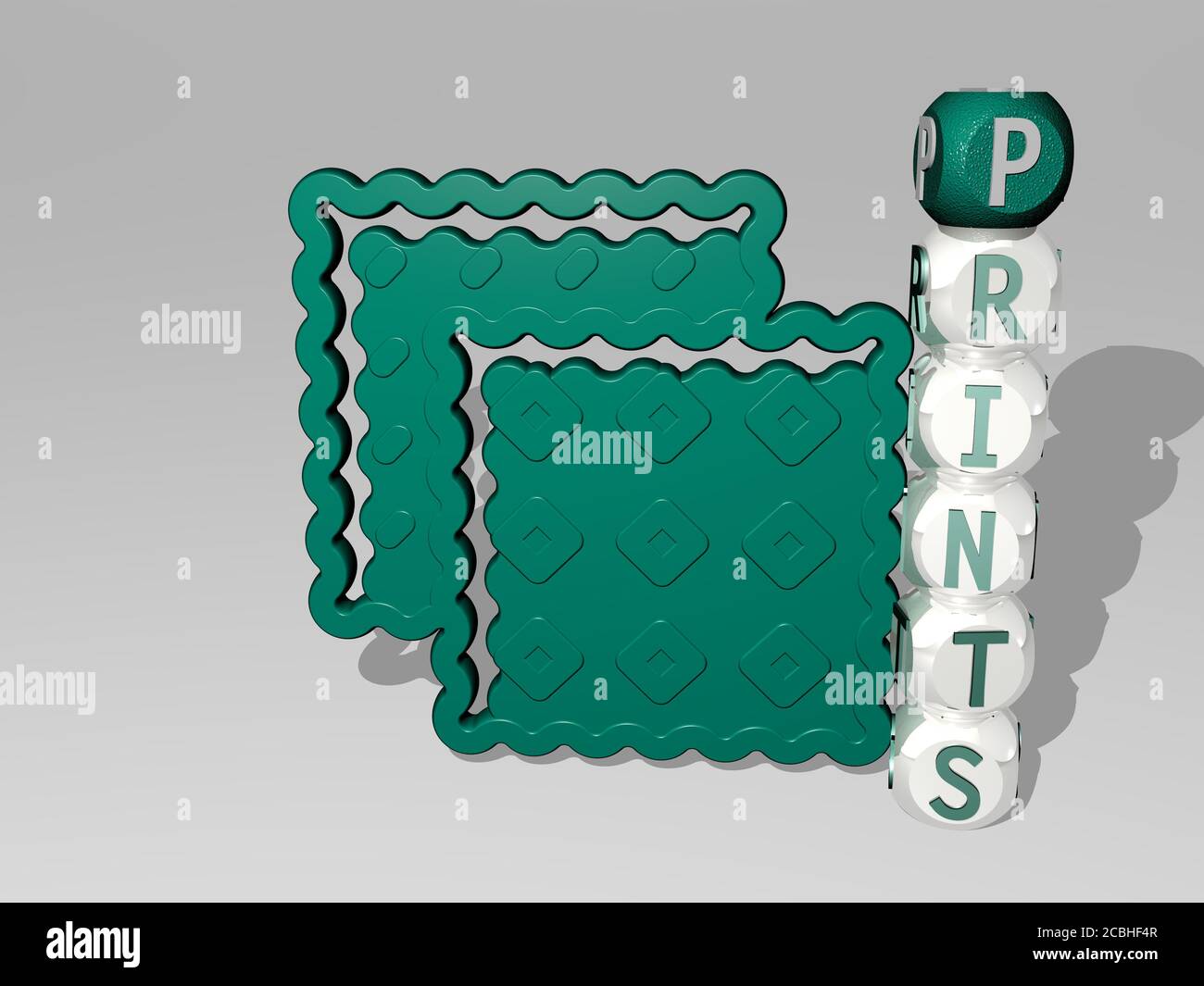 PRINTS 3D Icon Beside The Vertical Text Of Individual Letters 3D