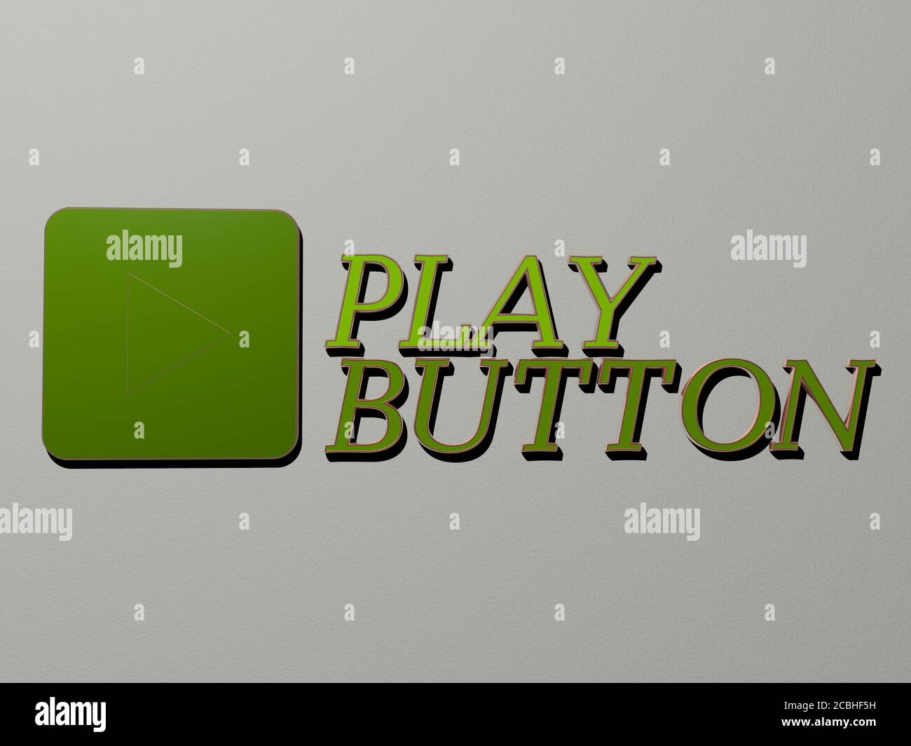 play button icon and text on the wall - 3D illustration for background ...