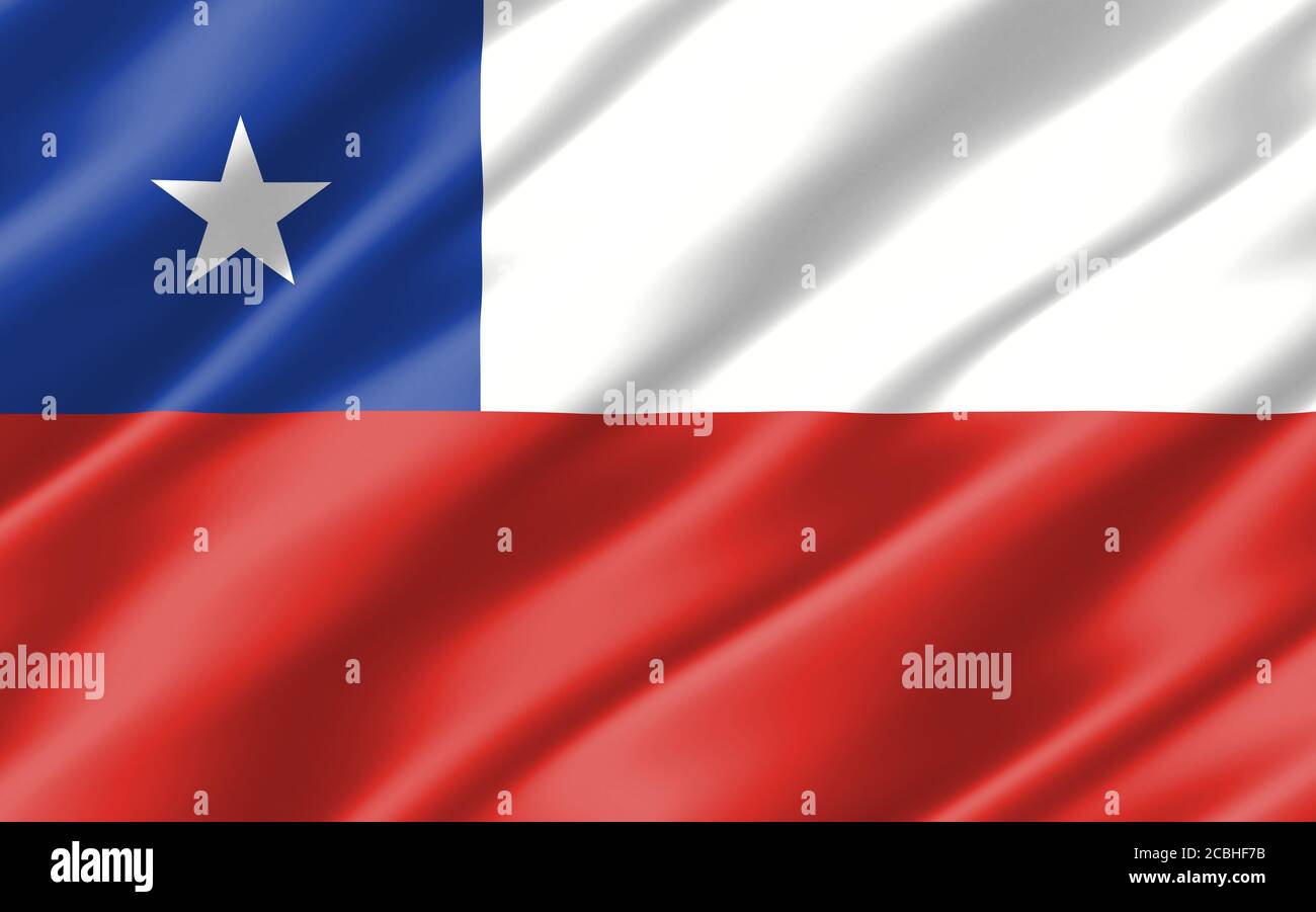 Silk wavy flag of Chile graphic. Wavy Chilean flag 3D illustration