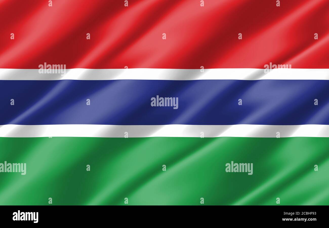 Silk Wavy Flag Of Gambia Graphic Wavy Gambian Flag 3d Illustration