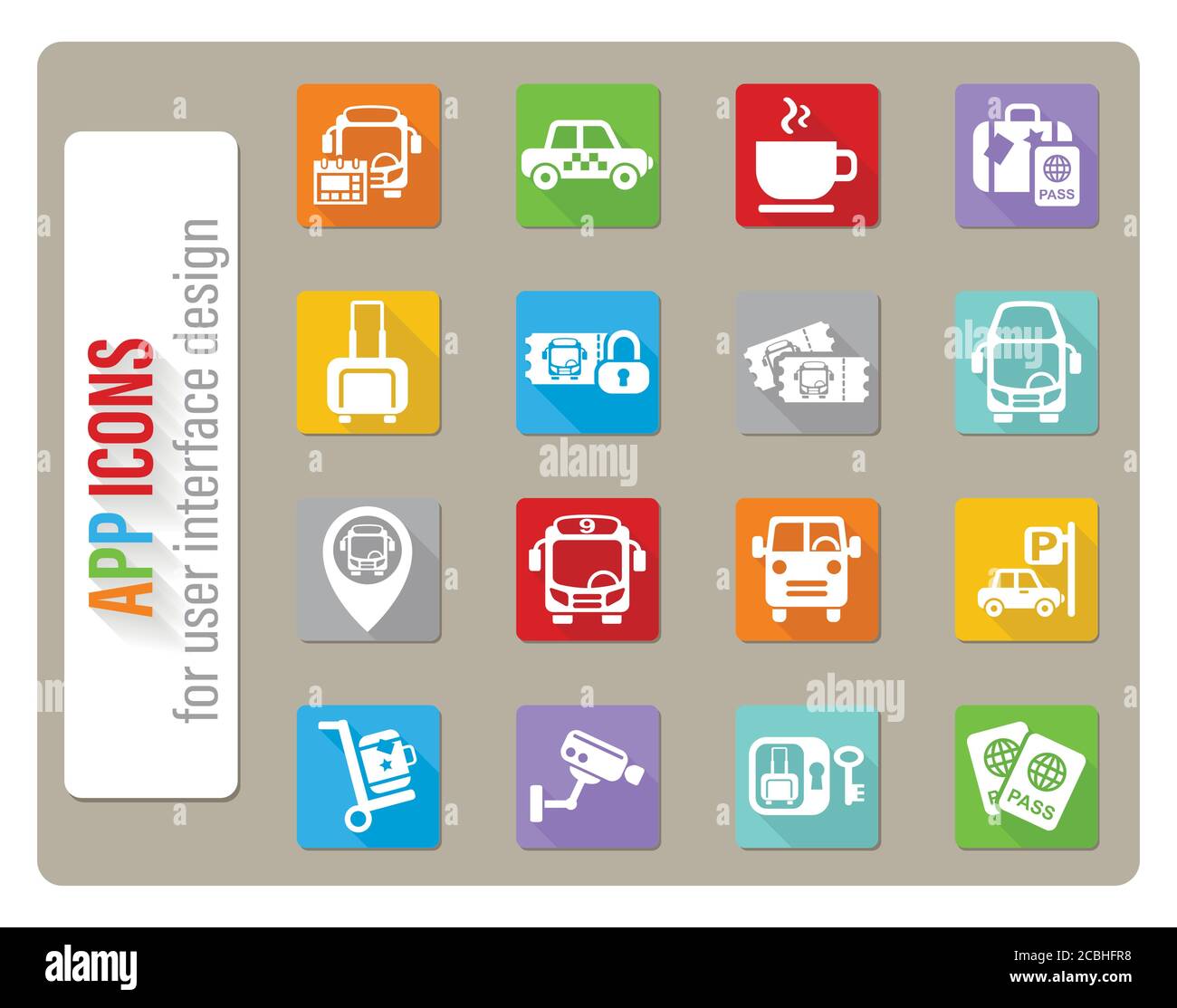 bus station icon set Stock Vector
