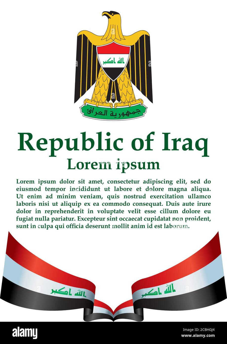 Flag of Iraq, Republic of Iraq. Template for award design, an official ...