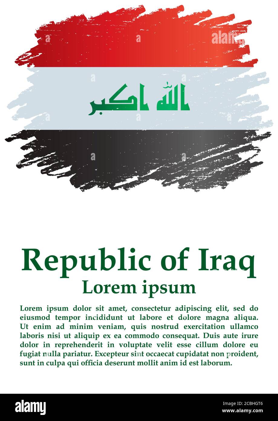 Flag of Iraq, Republic of Iraq. Template for award design, an official ...
