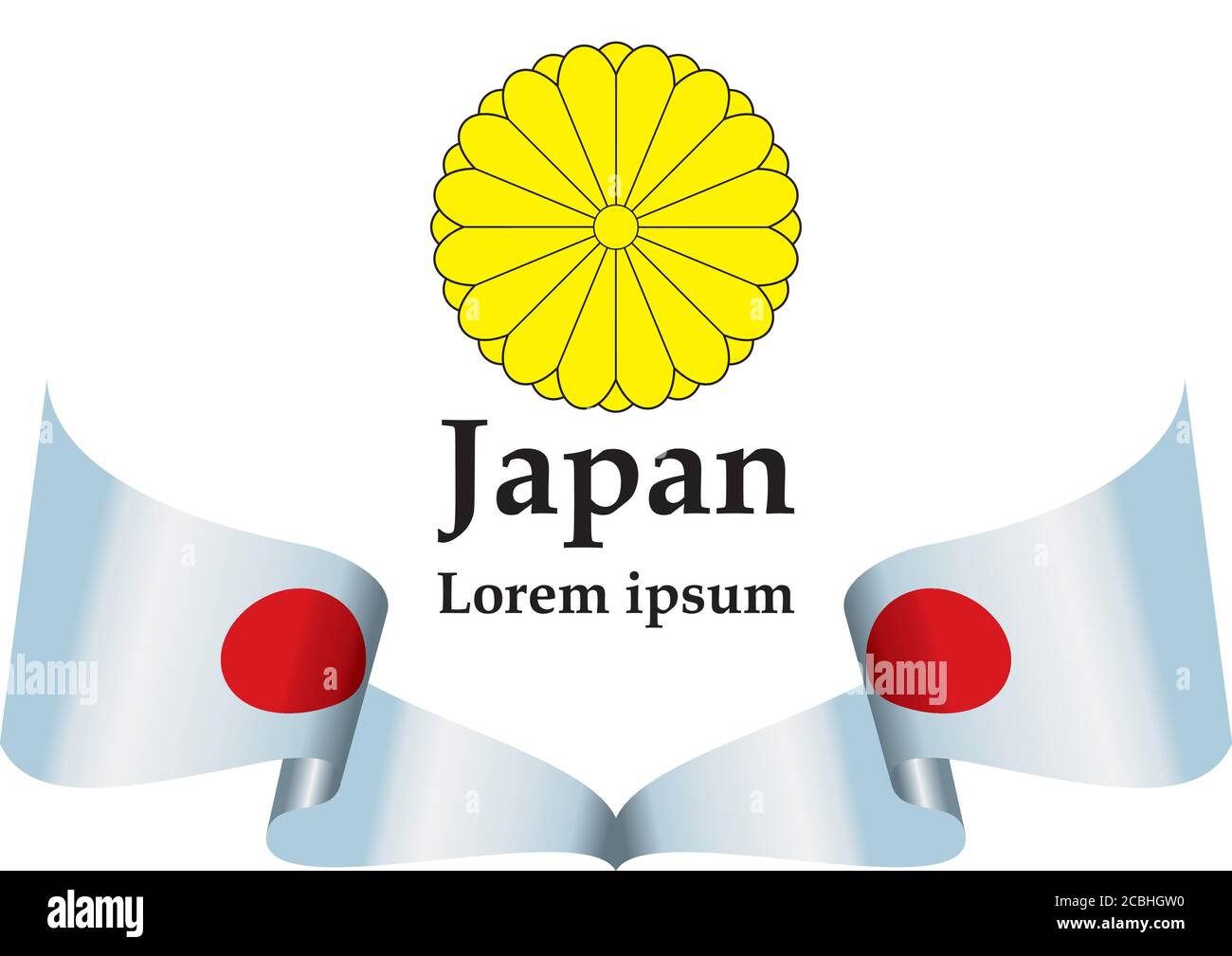 Flag of Japan, Land of the Rising Sun. Template for award design, an ...