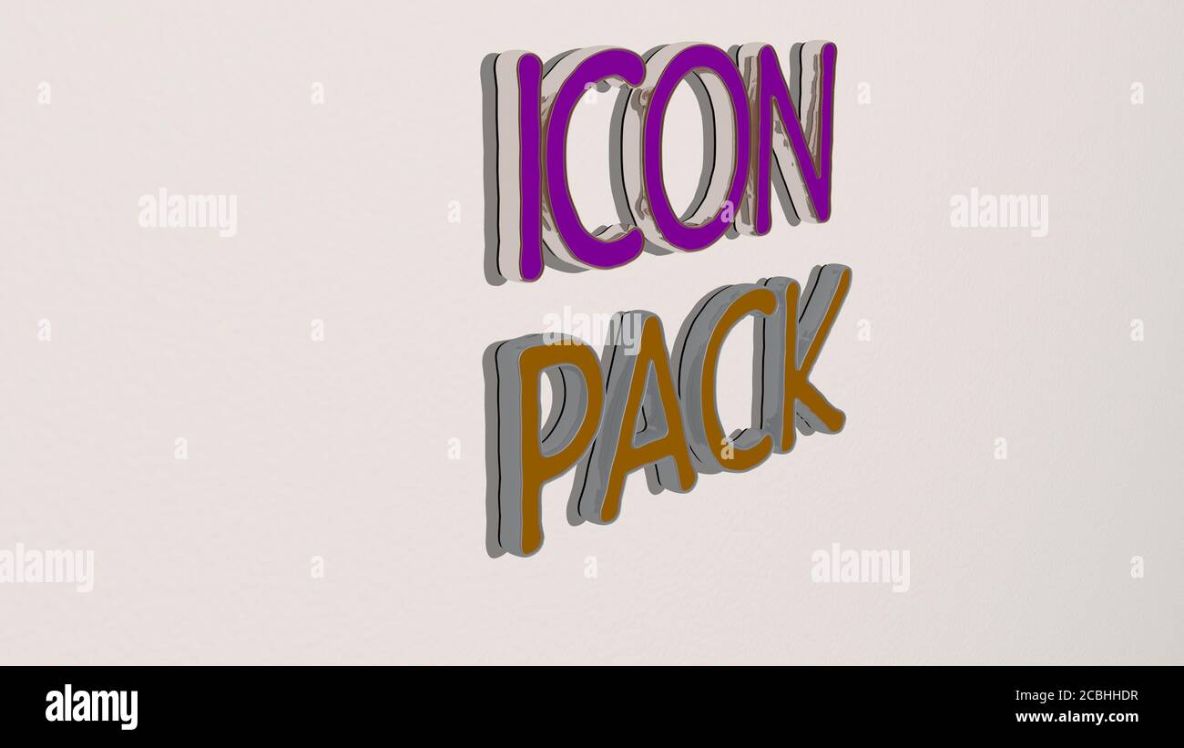 icon pack text on the wall 3D illustration for design and background Stock Photo Alamy