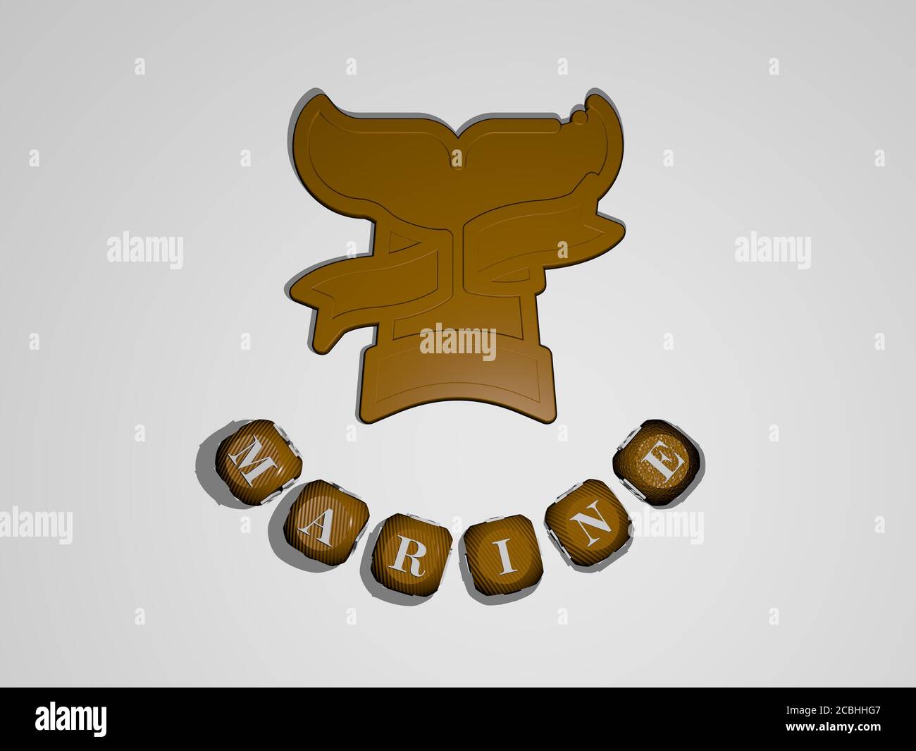 marine text around the 3D icon - 3D illustration for background and sea ...