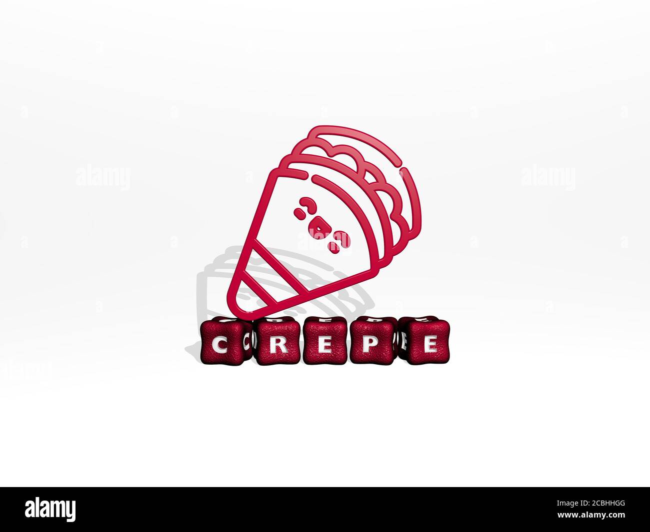 crepe 3D icon on cubic text - 3D illustration for background and ...