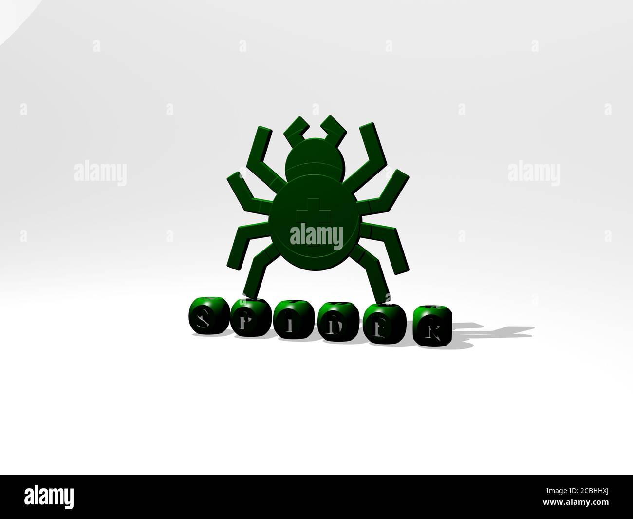 spider 3D icon over cubic letters - 3D illustration for background and ...