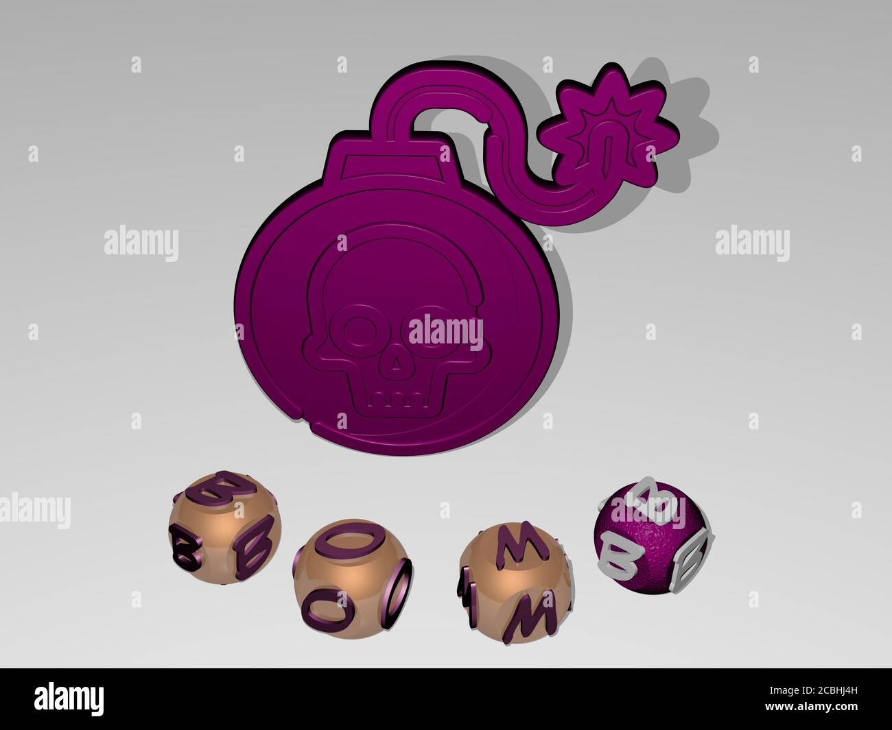 bomb round text of cubic letters around 3D icon - 3D illustration for ...