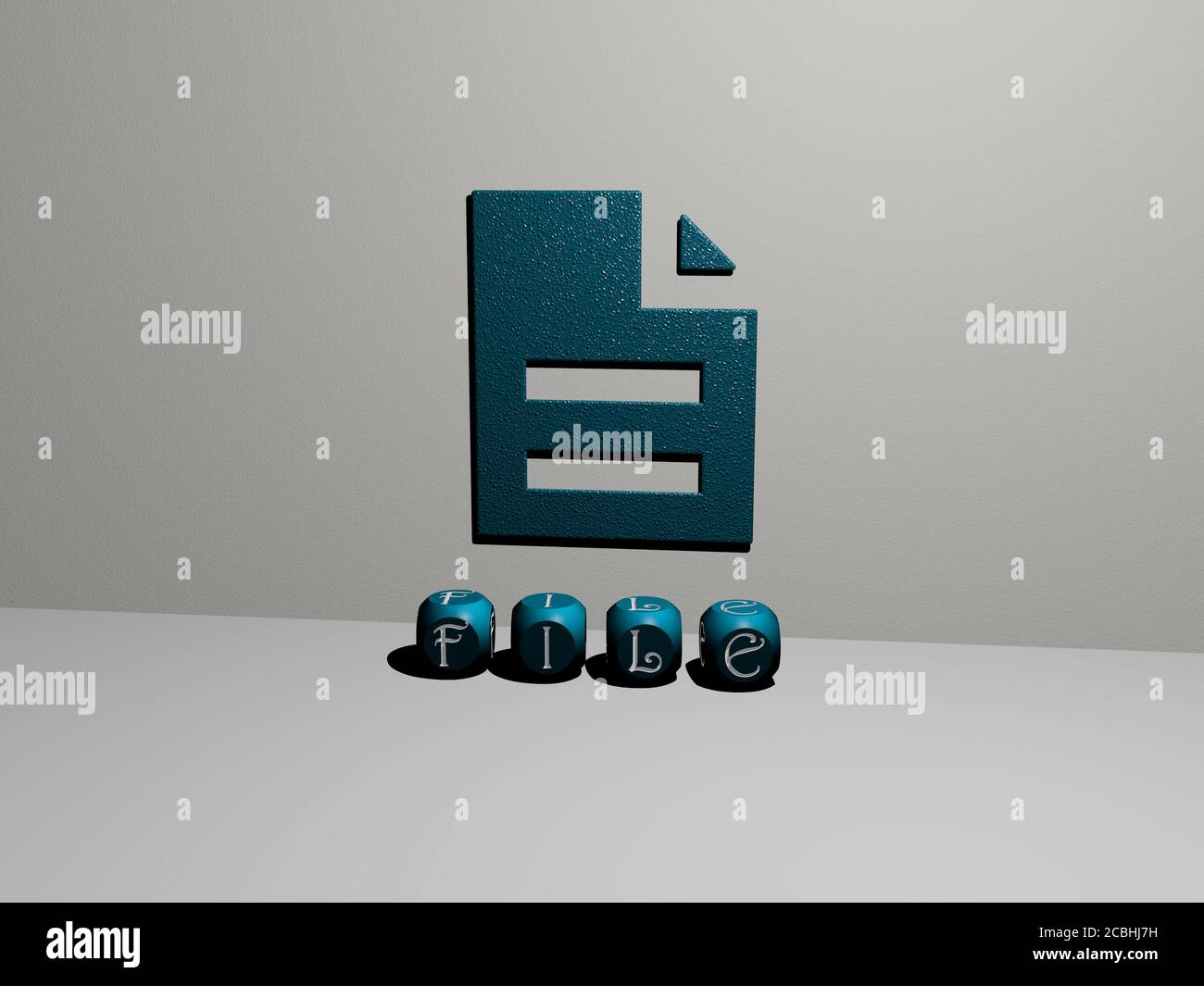 3D graphical image of FILE vertically along with text built by metallic ...