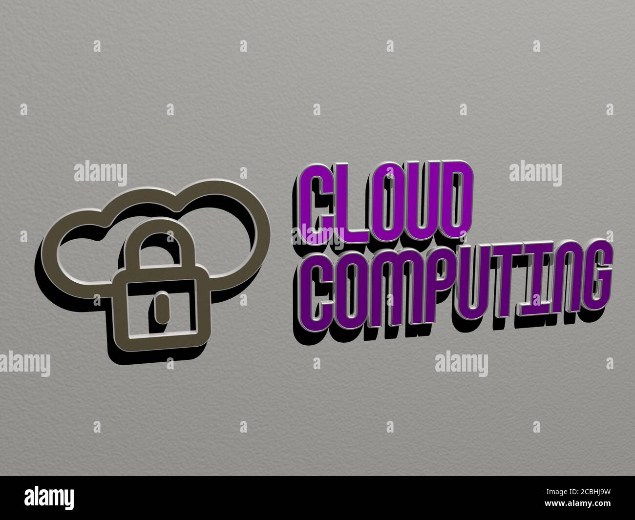 CLOUD COMPUTING icon and text on the wall - 3D illustration for ...