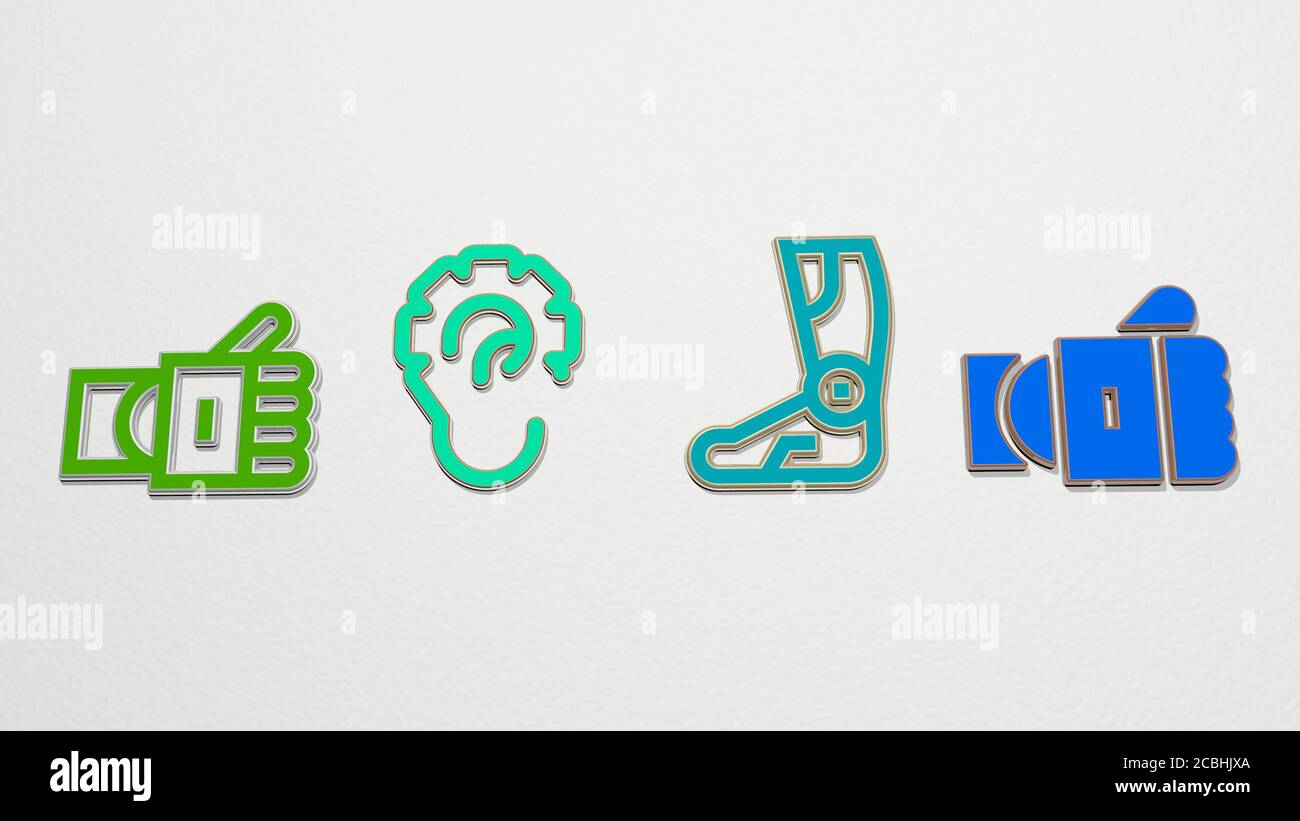 BIONIC 4 icons set - 3D illustration for background and artificial ...